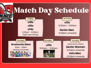 Match Day and Training schedules