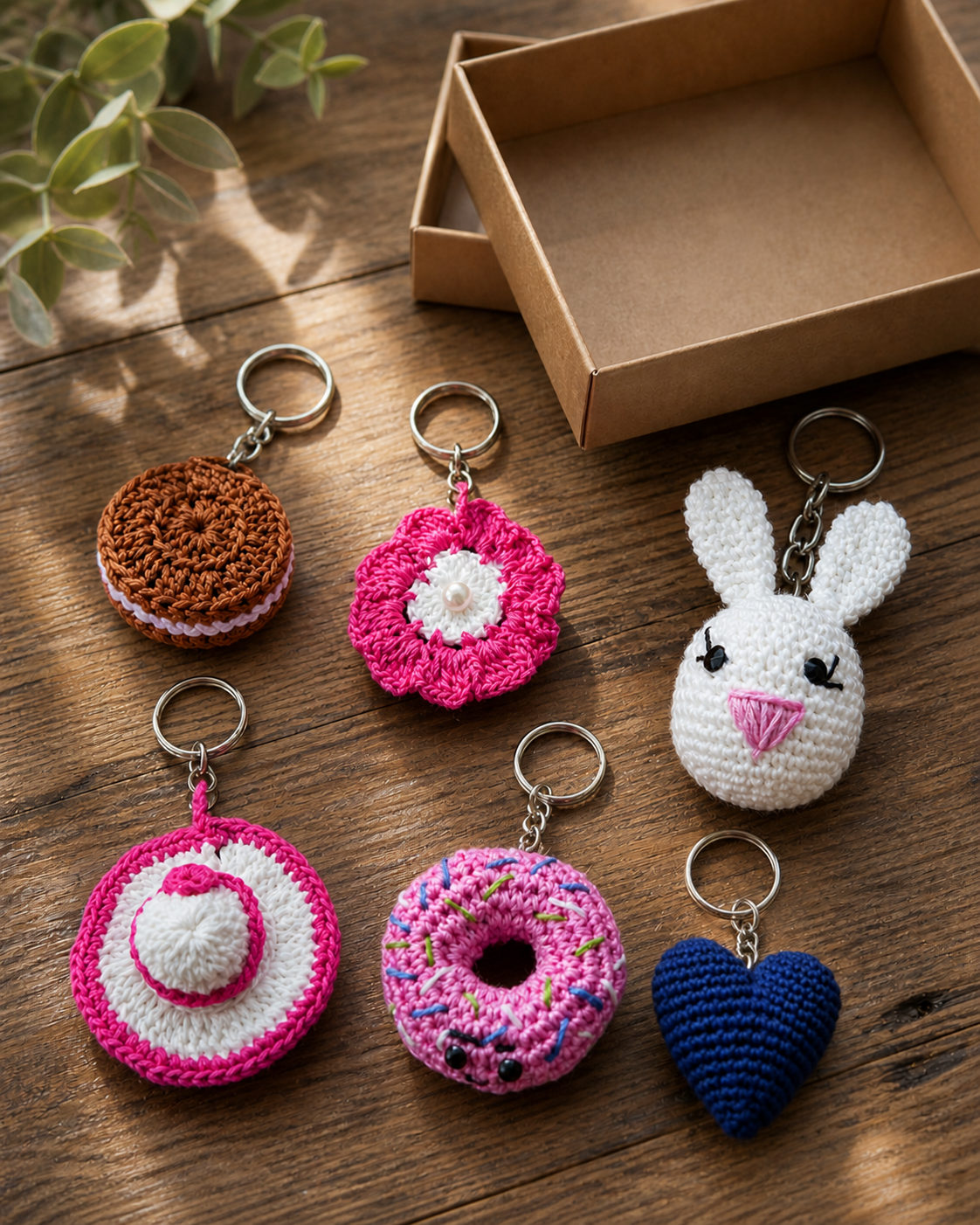 Six Standard Crochet Keychains Gift Combo