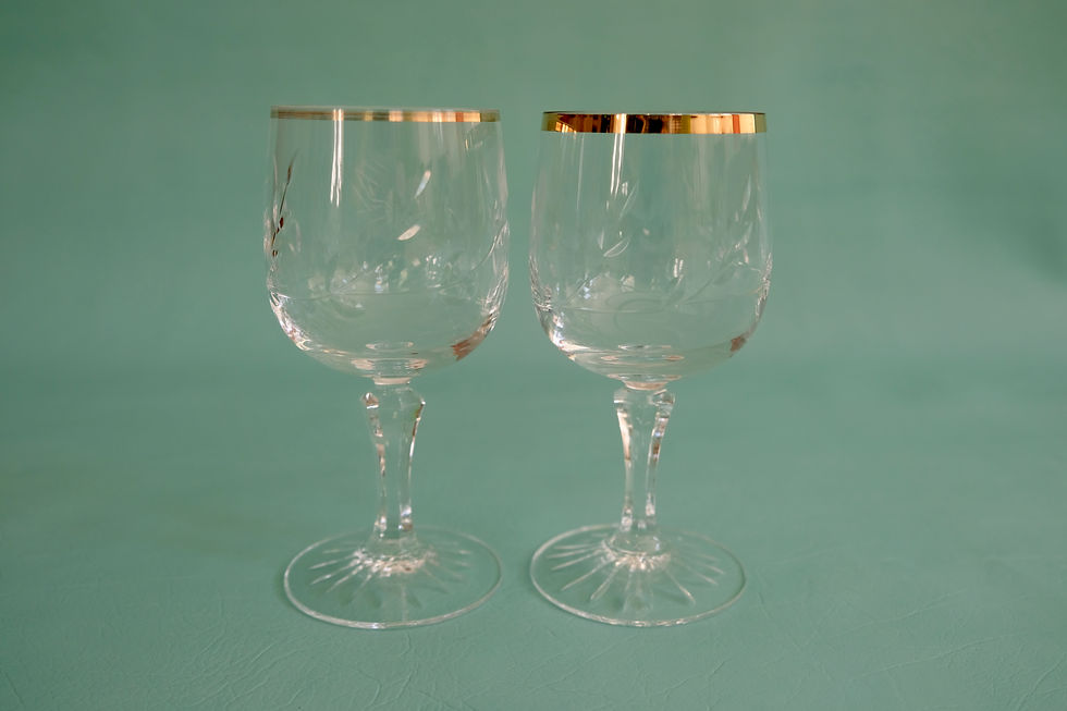 Thumbnail: Vintage Etched Wine Glasses (Set of 11)