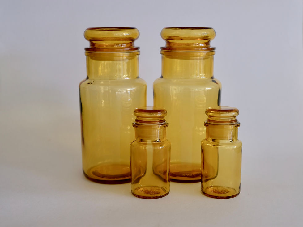 Thumbnail: Italian Amber Glass Storage Pots