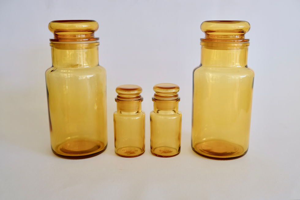 Thumbnail: Italian Amber Glass Storage Pots