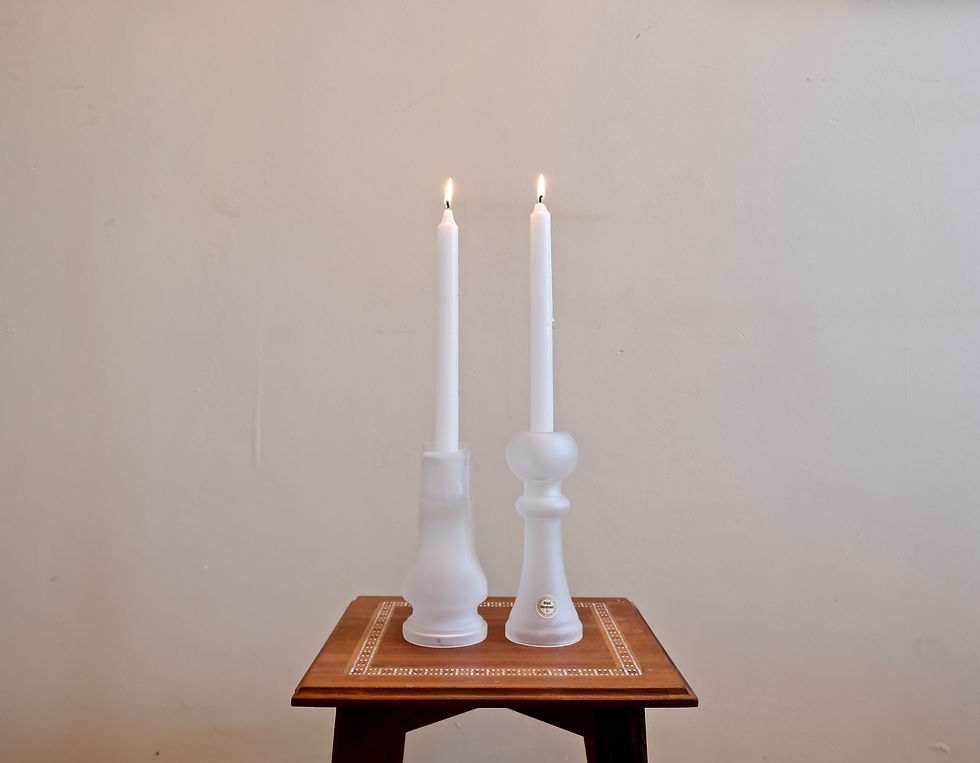 Thumbnail: Hand-made Glasi Hergiswil Candle Holders (Pair)