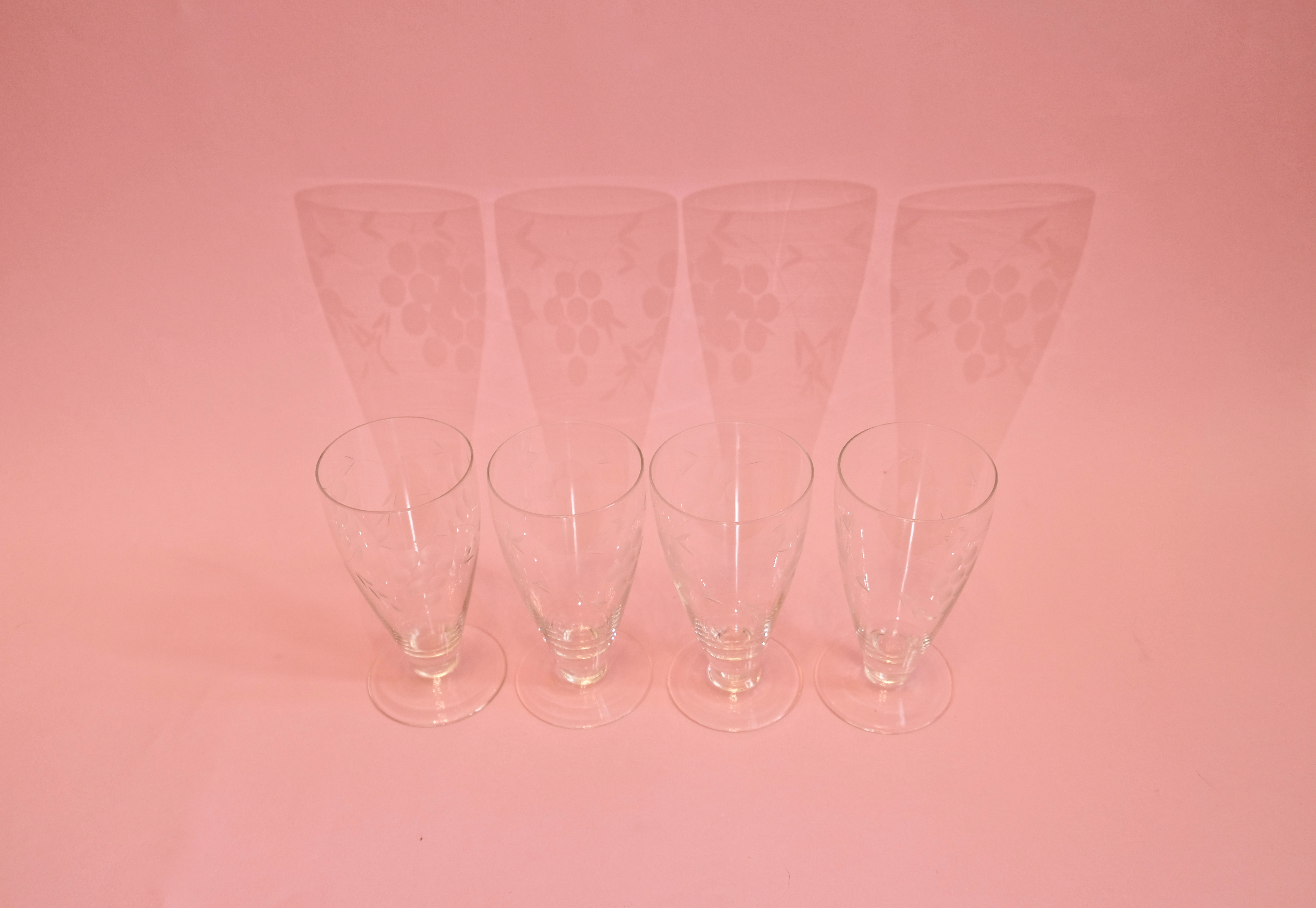 Cut Glass Wine Glasses (Set of 4)