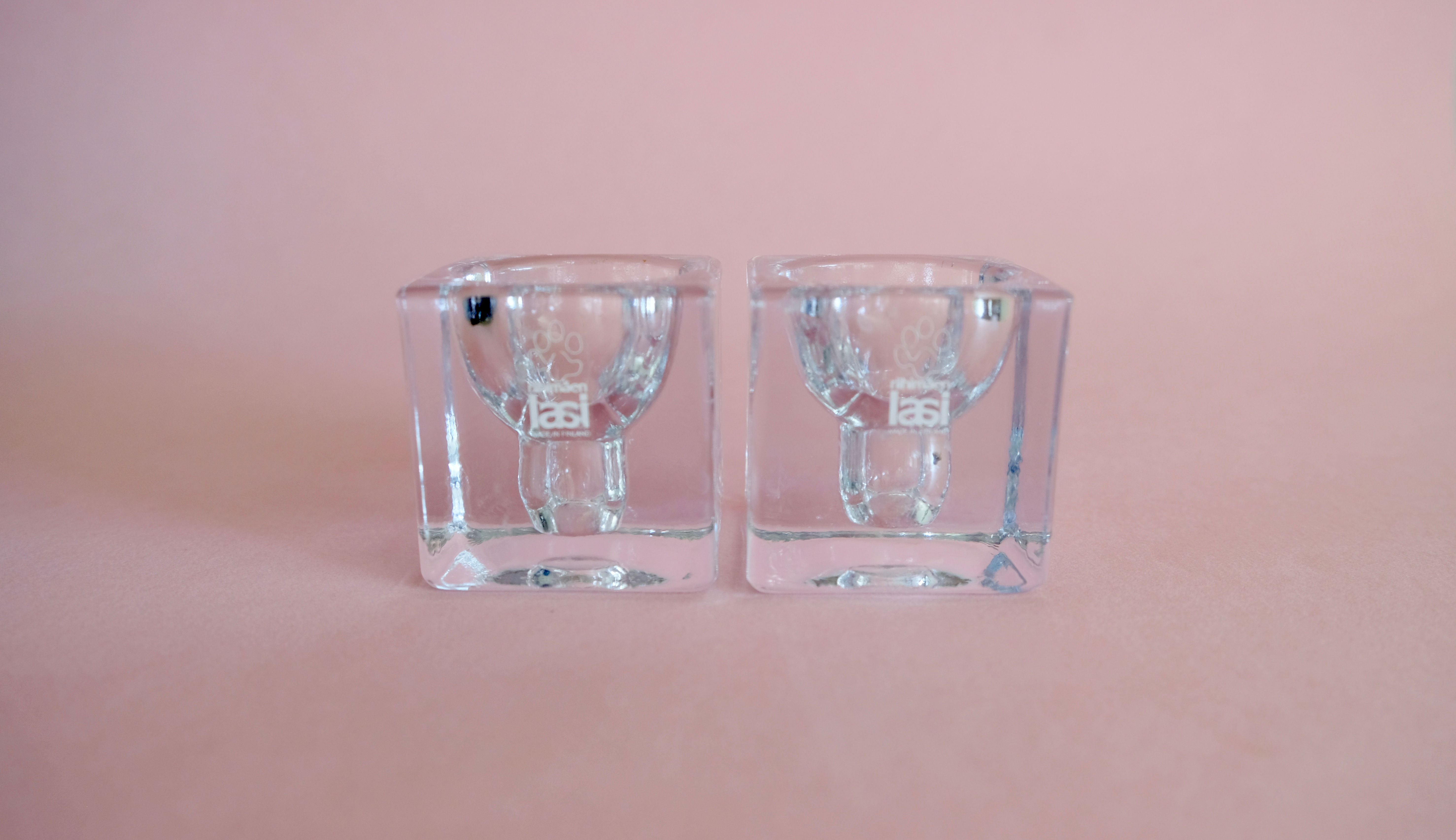 Riihimaen Lasi Glass Candle Holders (Pair)