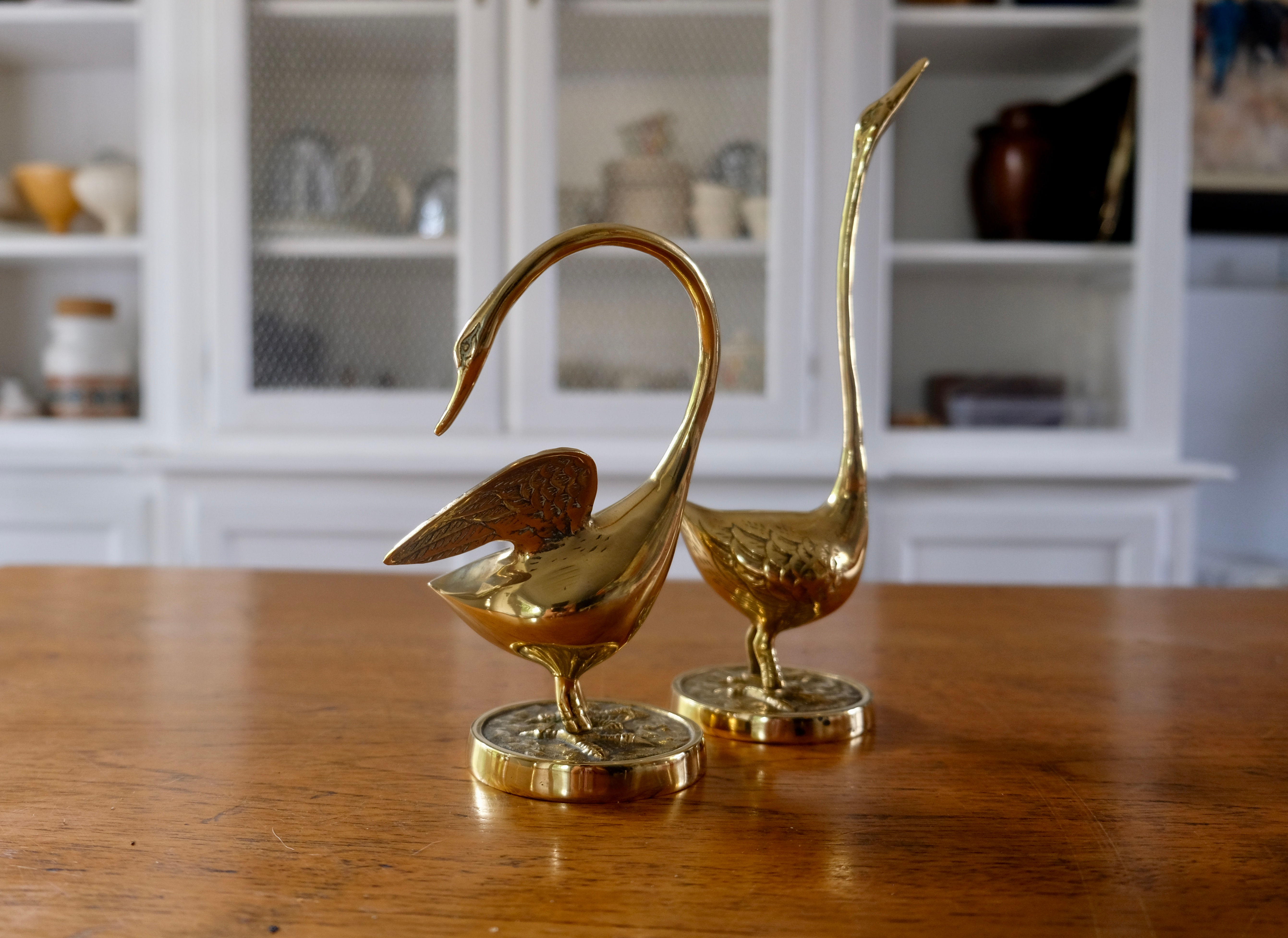 Vintage Brass Swans