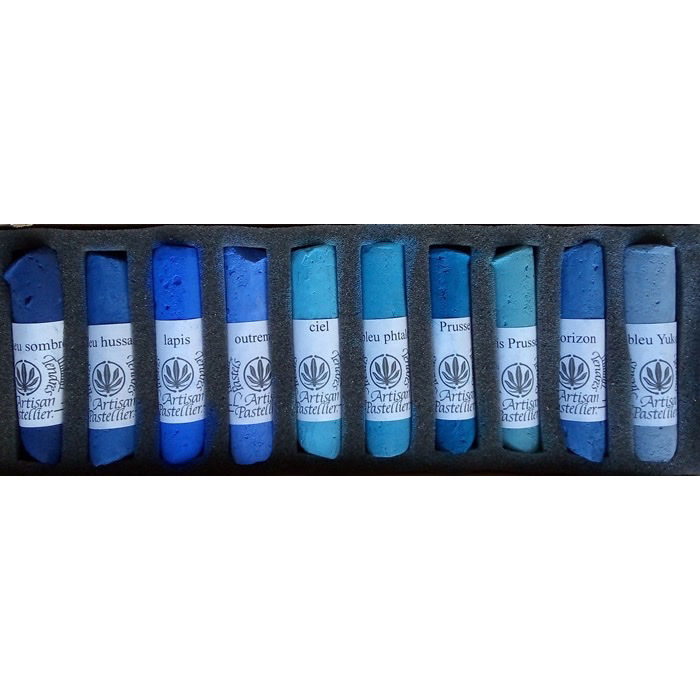 Coffret 10 bleus de pastels tendres