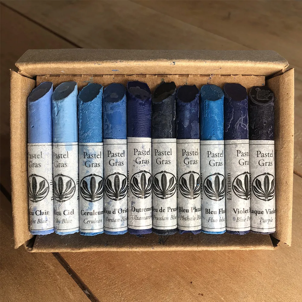 Coffret de 10 pastels à l’huile bleu