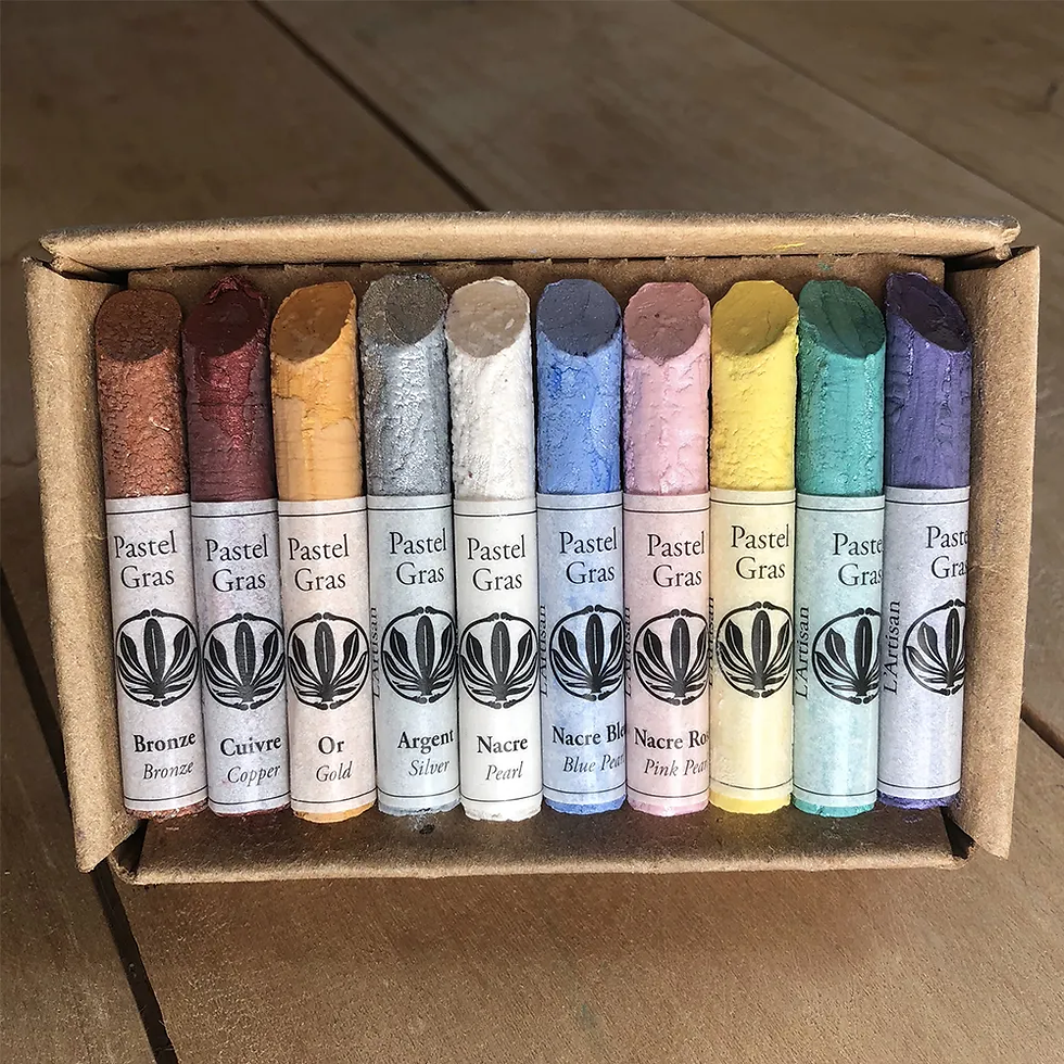 Coffret de 10 pastels à l’huile nacres