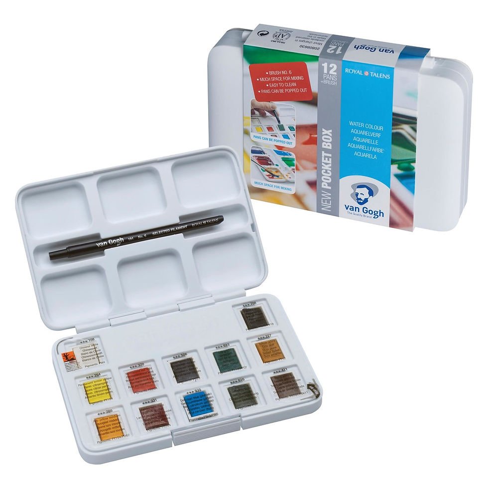 Miniature : Boîte d'aquarelle 12 demis godets