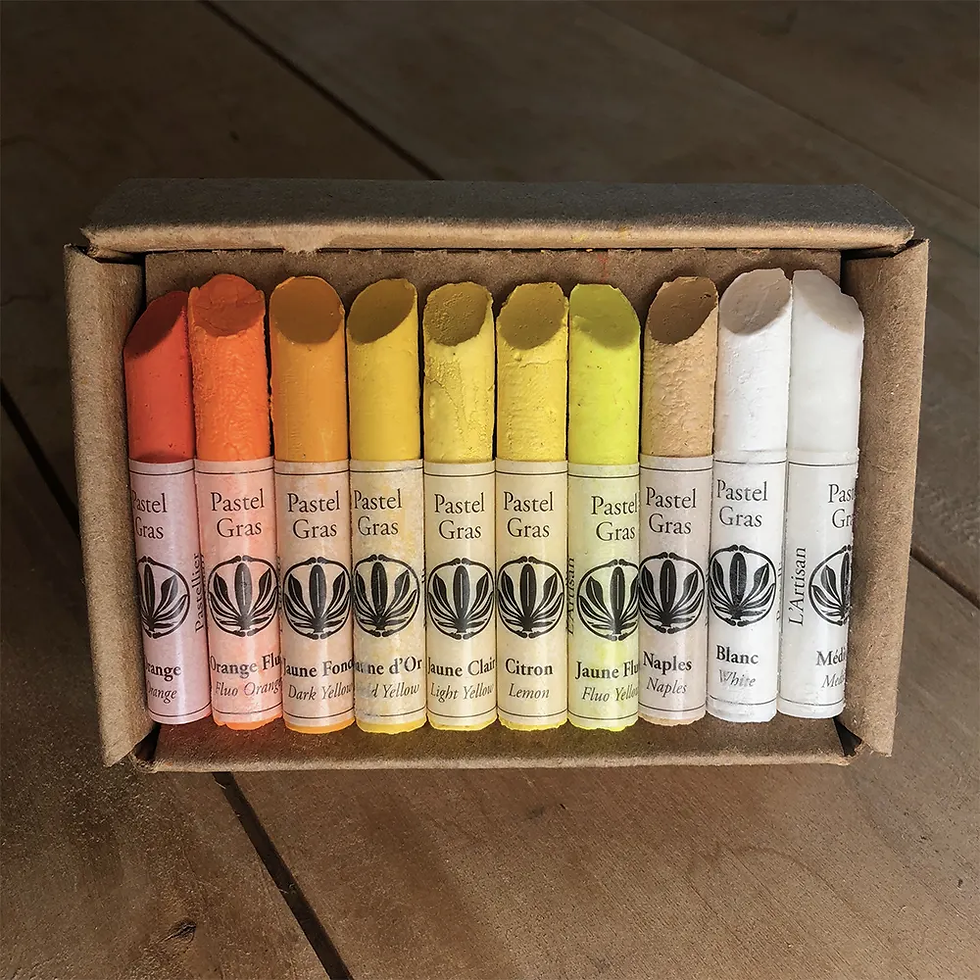 Coffret de 10 pastels à l’huile jaune