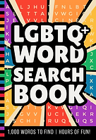 Book Cover: LGBTQ+ Word Search Book. Curated by Lavender Library Press