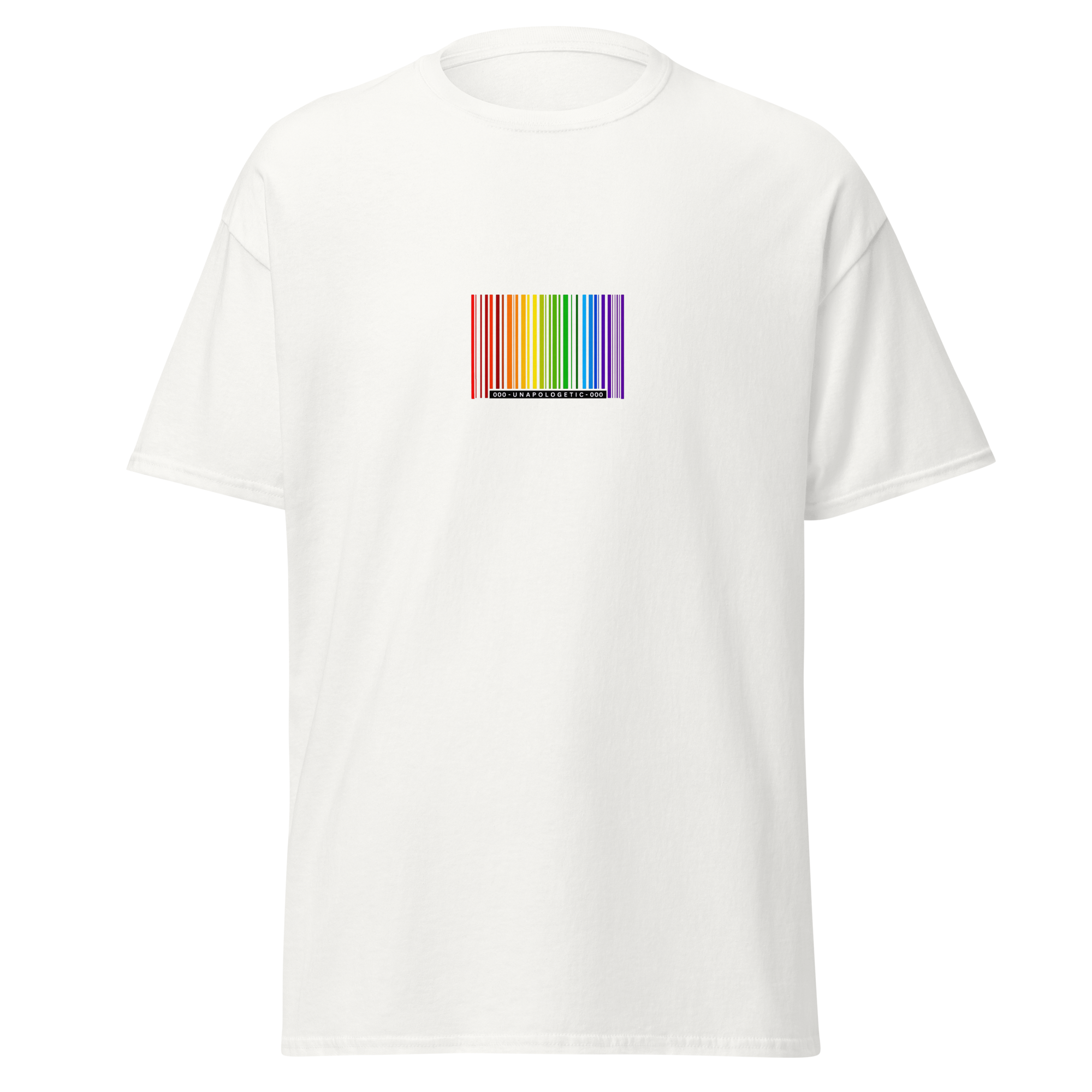 Rainbow Barcode “UNAPOLOGETIC” Unisex Classic Tee - LGBTQ+ Pride -Free Shipping