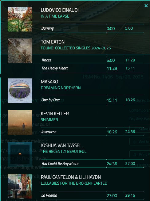 New music featured on Hearts of Space