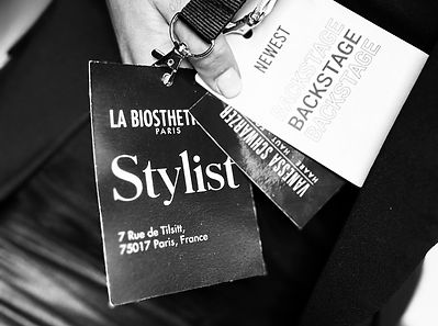 Stylist-und Backstage-Ausweise von Vanessa Schwarzer für die Berlin Fashion Week mit La Biosthétique Paris