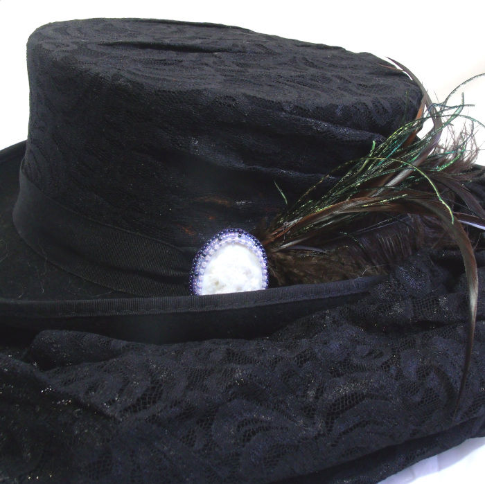 Thumbnail: Moon Angel on Mother-of-Pearl beaded brooch