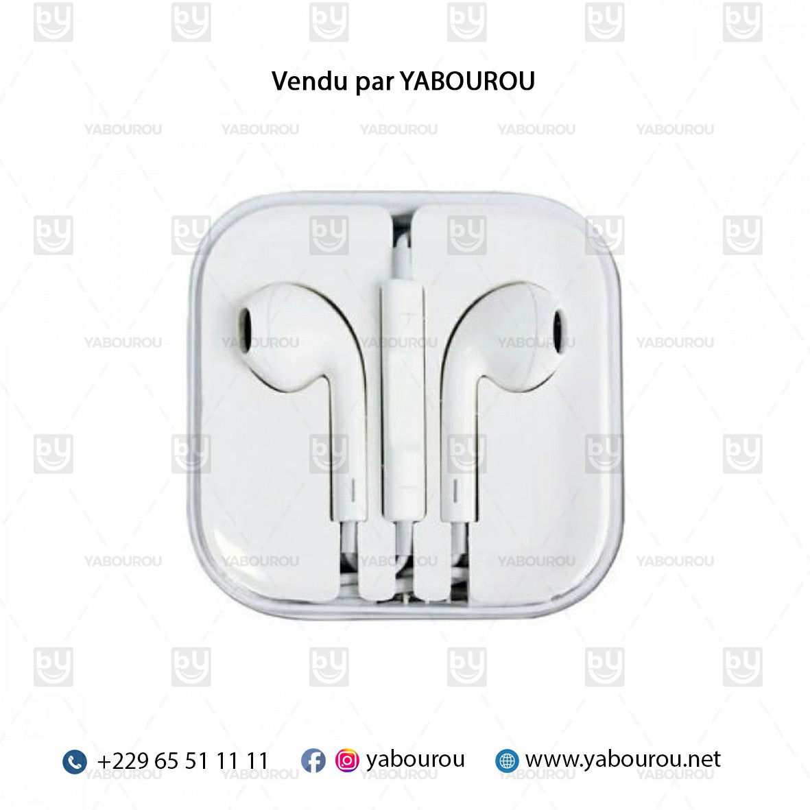 ECOUTEURS ORDINAIRE BLANC AVEC CABLE - IPHONE OU ANDROID