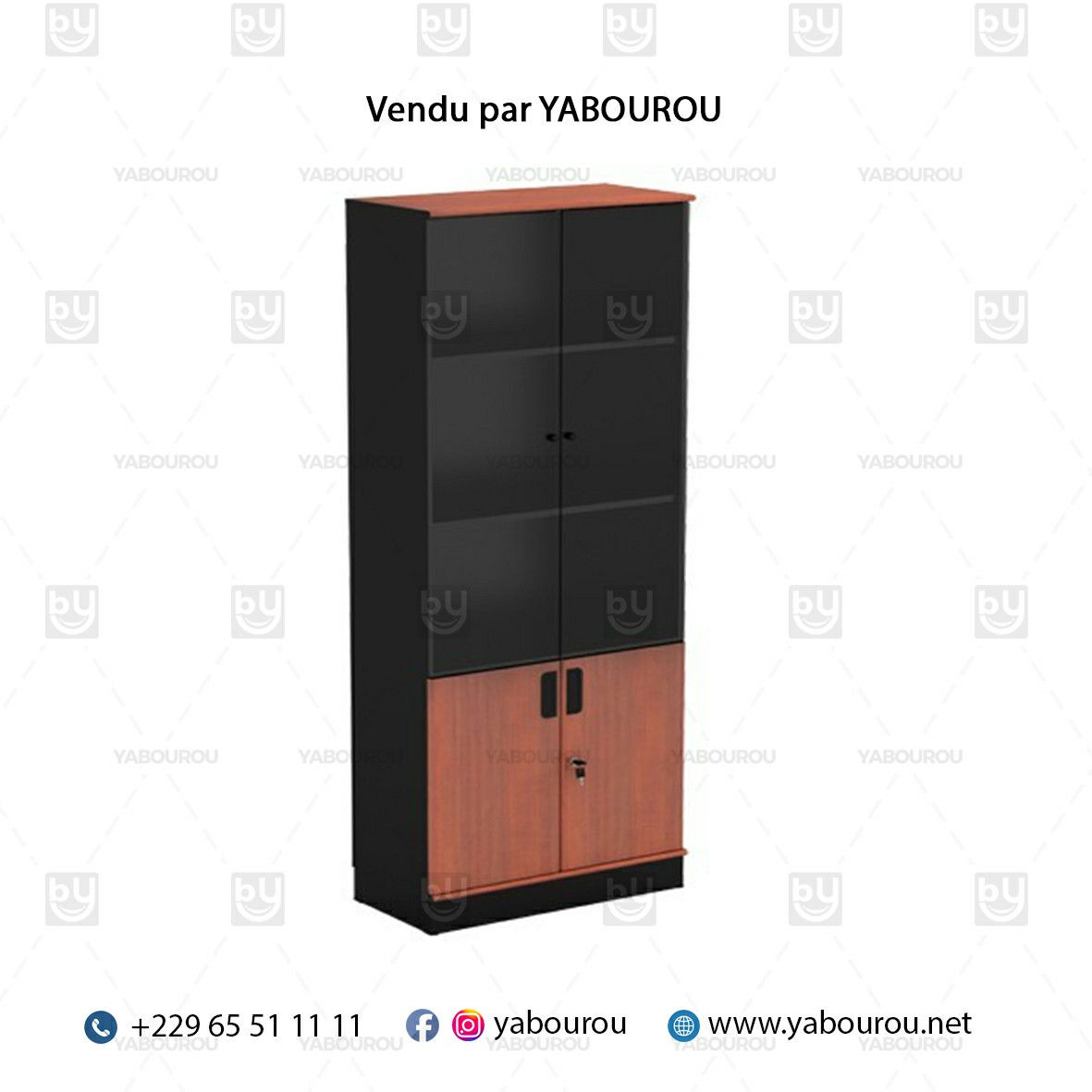 MEUBLE DE RANGEMENT AVEC DEUX PORTES SEMI VITREES FC17S2C