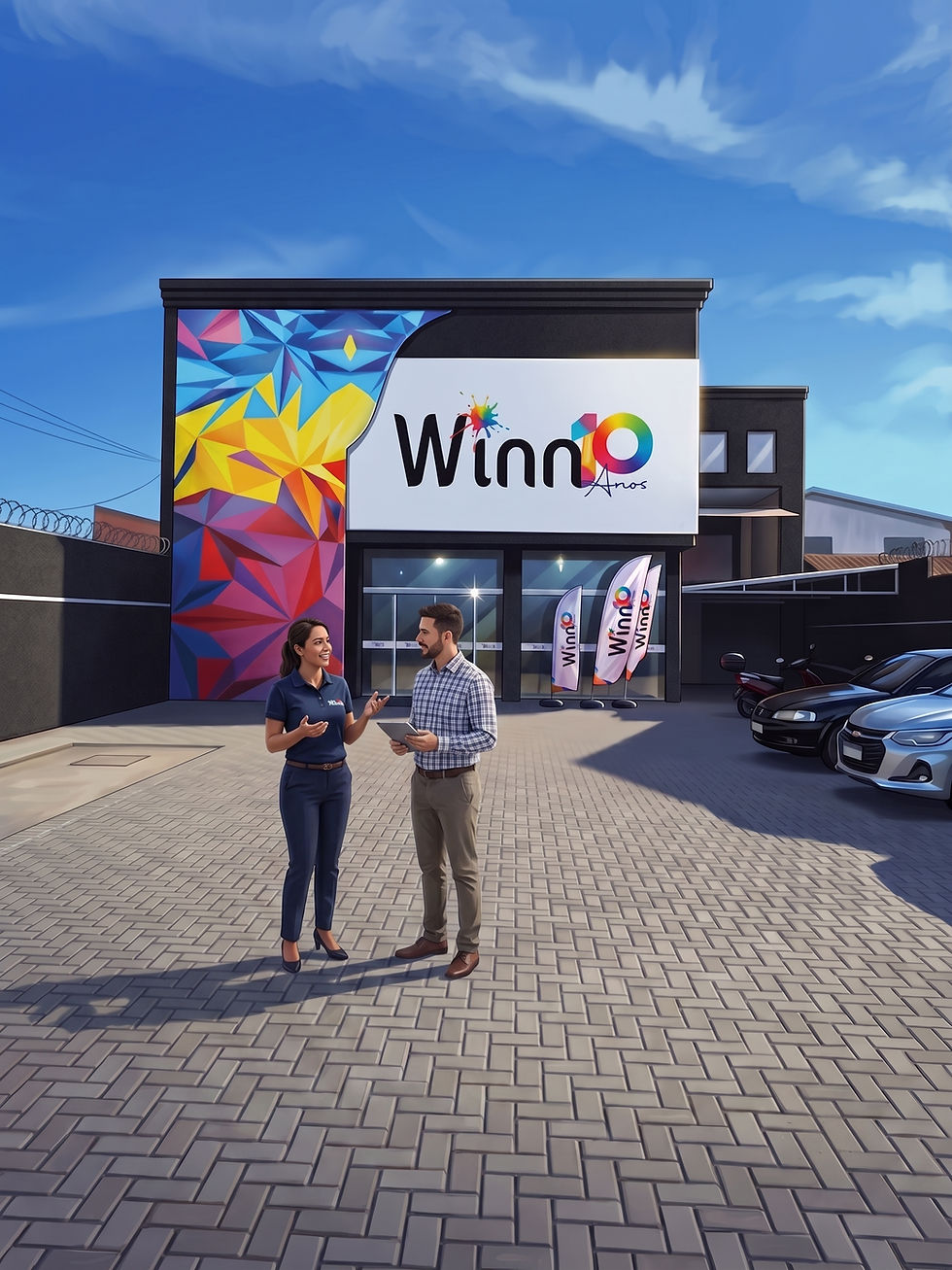 Fachada da Winno, especialista em sublimação e personalização em tecido.