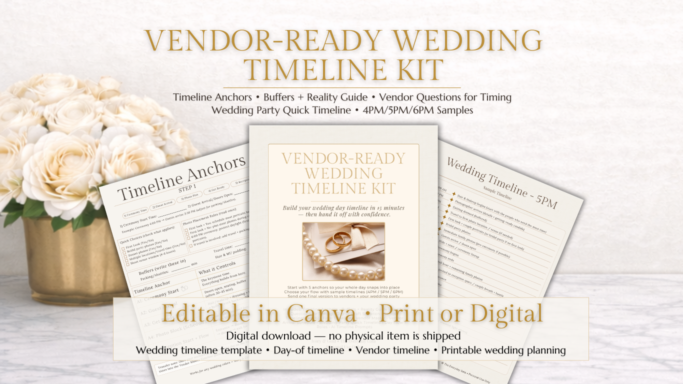 Vendor-Ready Wedding Timeline Kit