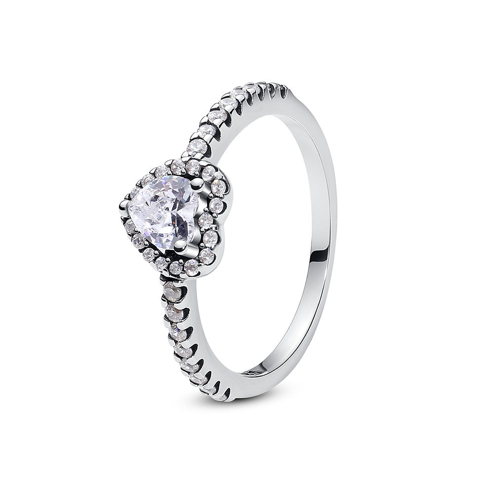 Thumbnail: Original 925 Sterling Silver Ring Love Heart Pave CZ Crystal Stackable Rings For