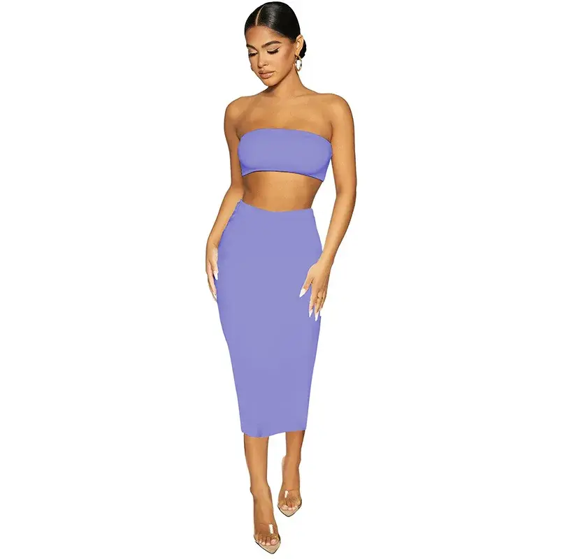 Thumbnail: 2022 New European American Cross-border Women's Clothing Set Sexy Wrap Chest Bar