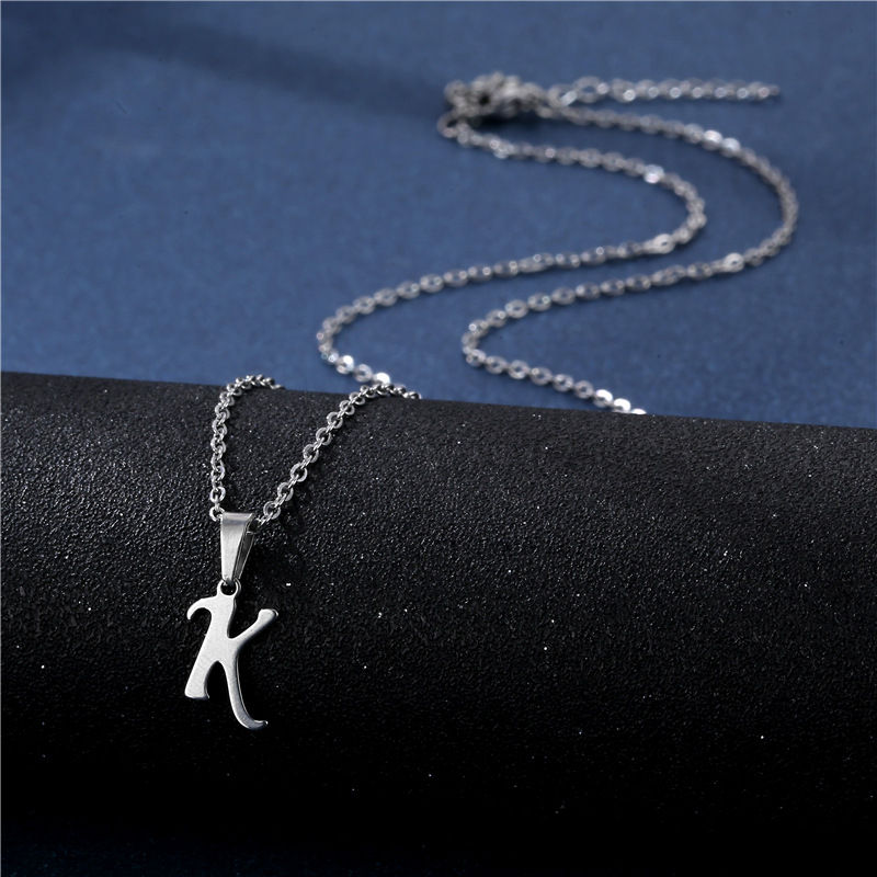 Thumbnail: Fashion Initial Letter Pendant Necklace for Women Simple Stainless Steel Letter 