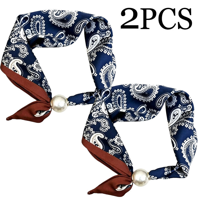 Thumbnail: 1/2PCS Elegant Pearl Tail Magnetic Clasp Scarf Summer New Versatile Breathable F