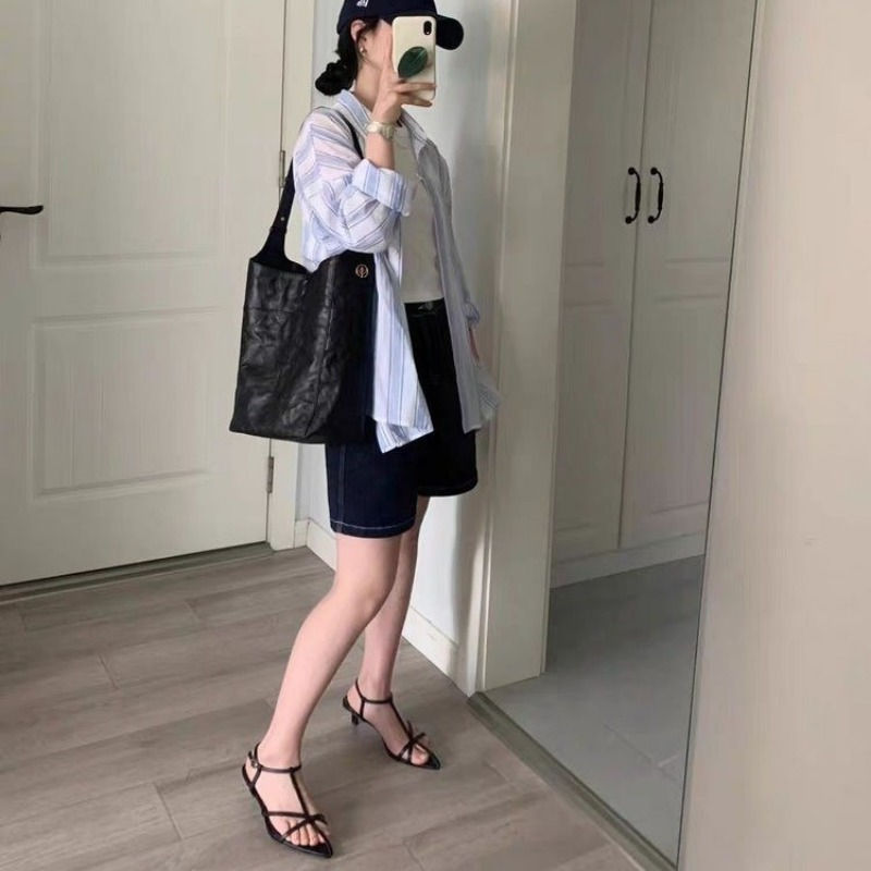 Thumbnail: Women Sandal Summer New Fashion Narrow Band Ladies Gladiator Shoes Thin Low Heel