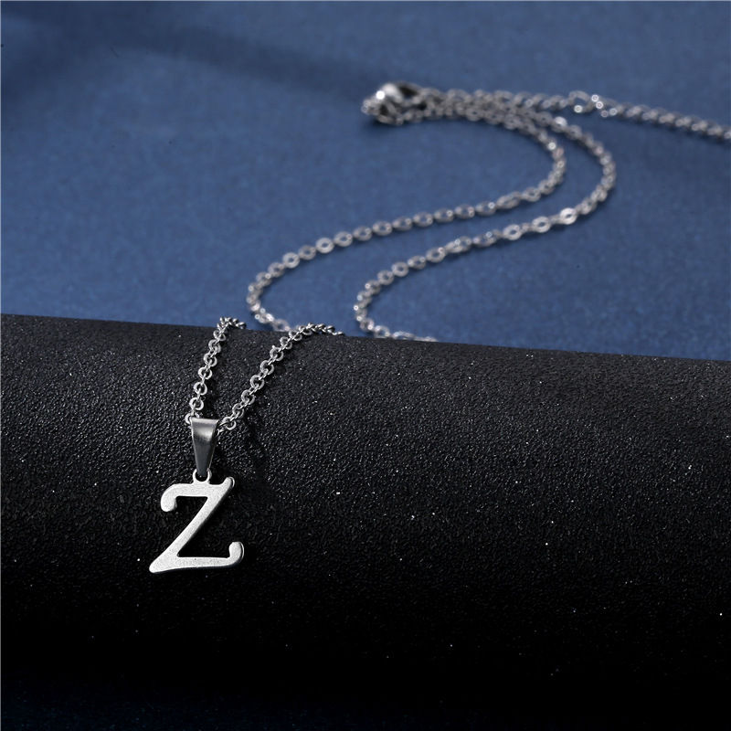 Thumbnail: Fashion Initial Letter Pendant Necklace for Women Simple Stainless Steel Letter 