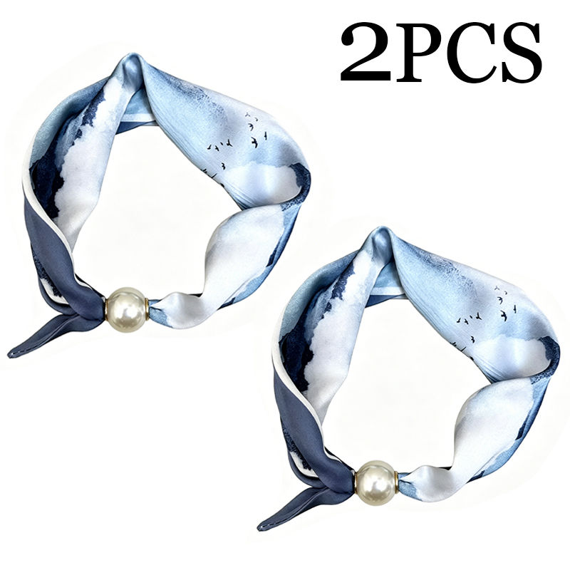 Thumbnail: 1/2PCS Elegant Pearl Tail Magnetic Clasp Scarf Summer New Versatile Breathable F