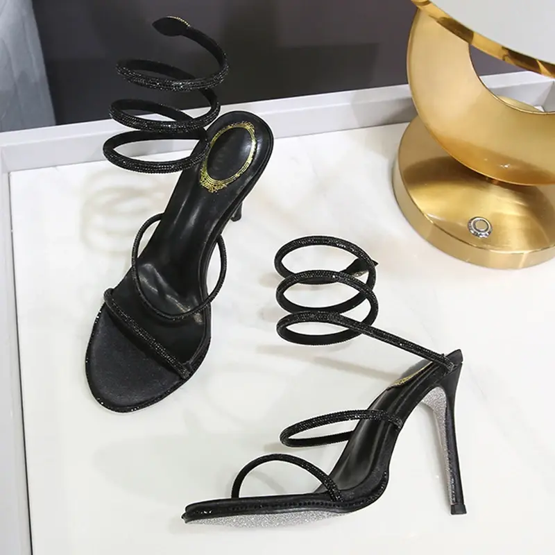 Thumbnail: Eilyken Fashion Style Crystal Diamond Ankle Strap Women Sandals Sexy Open Toe Th