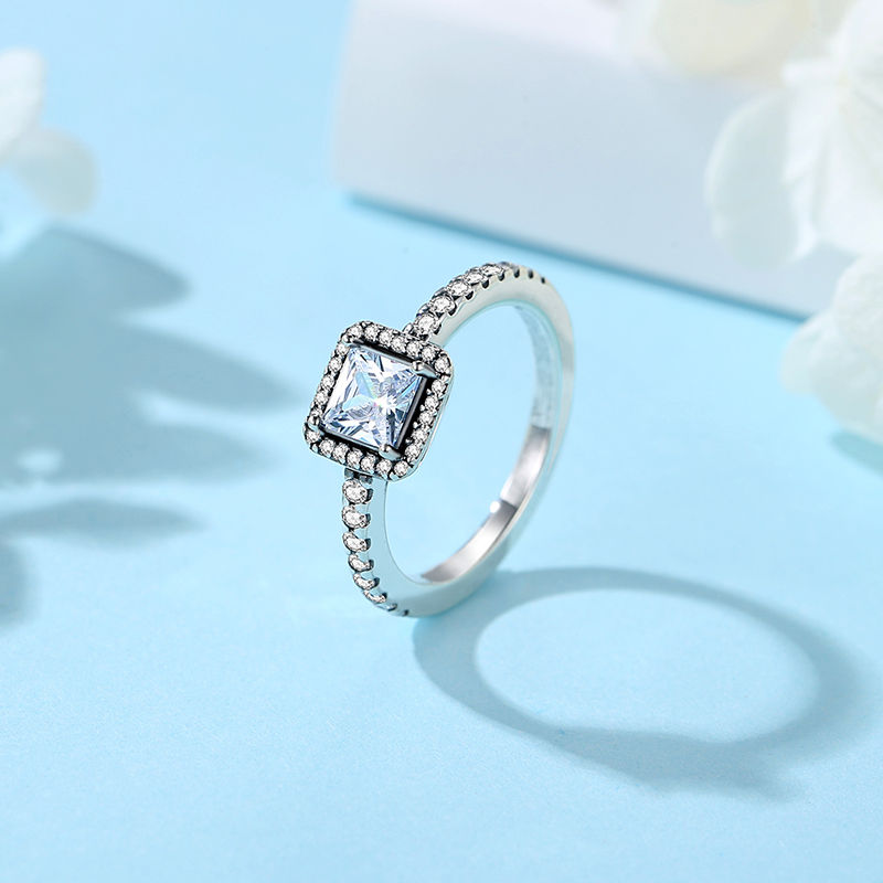 Thumbnail: Original 925 Sterling Silver Ring Love Heart Pave CZ Crystal Stackable Rings For