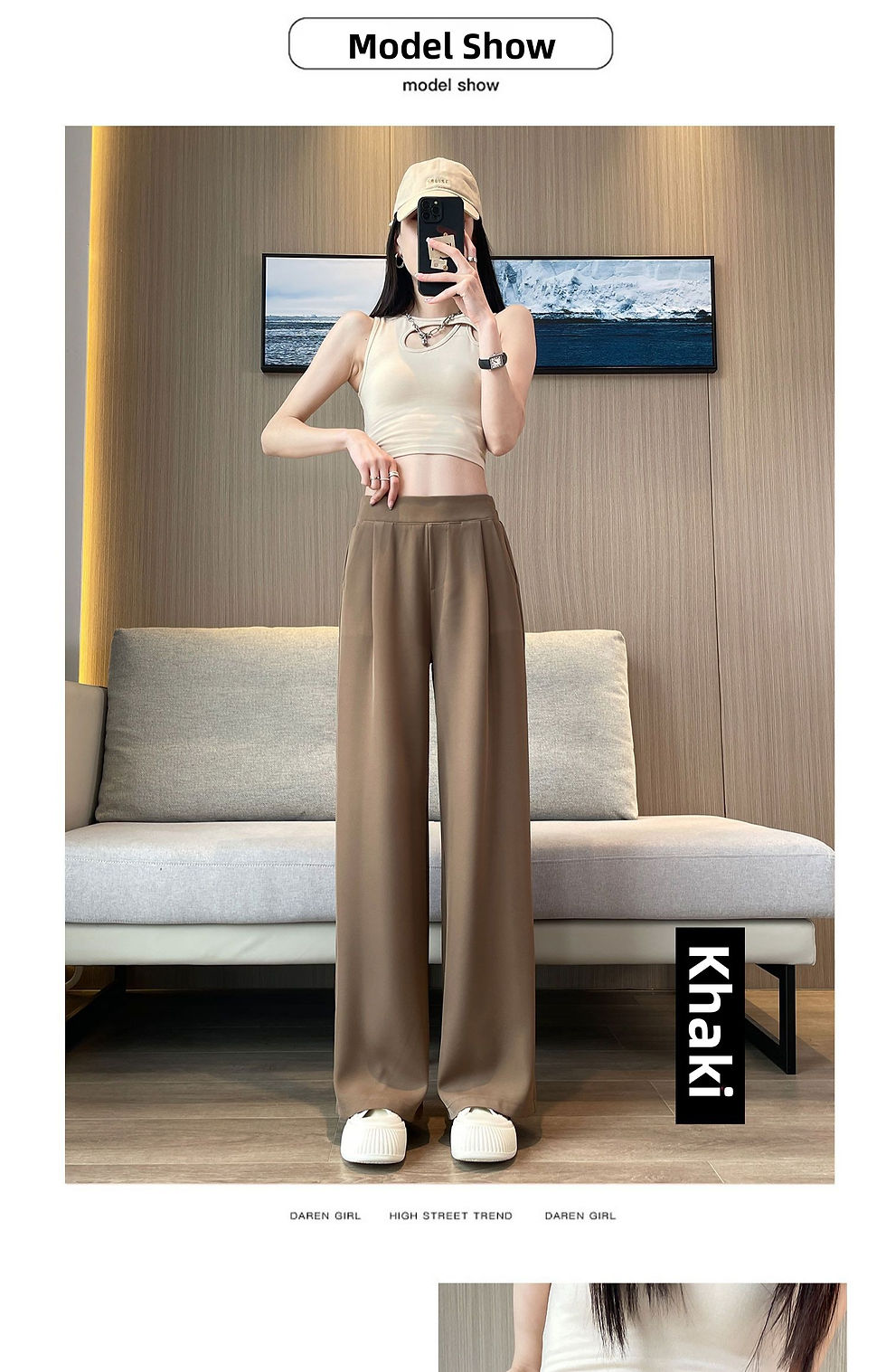 Thumbnail: High Waist Wide Leg Pants Women's Loose Casual Straight Cut Nine Point Long Trou