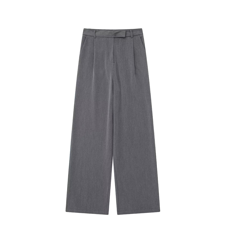 Thumbnail: Willshela Women Fashion Solid Front Zipper Straight Pants Vintage High Waist Ful