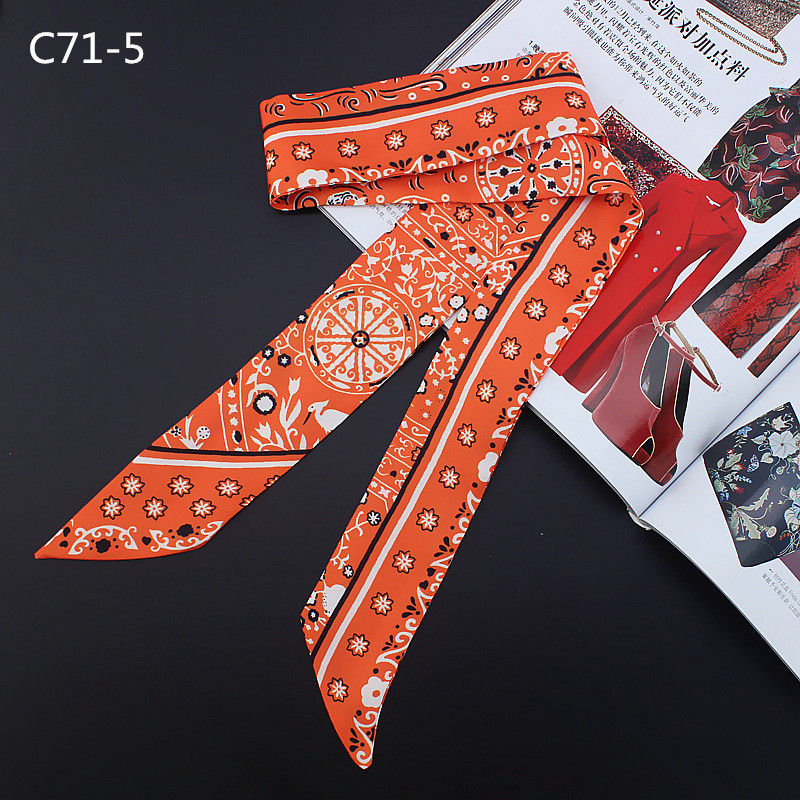 Thumbnail: New Design Luxury Brand Scarf Paisley Print Silk Scarf Women Handle Bag Ribbons 