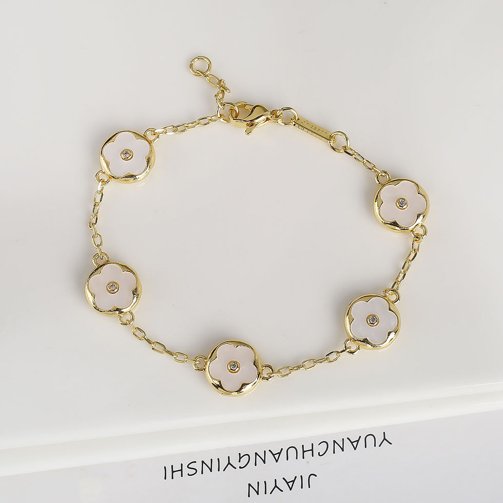 Thumbnail: Trendy Creative Adjustable Round Five Leaf Flower Gold-Plated Bracelet Luxury fo