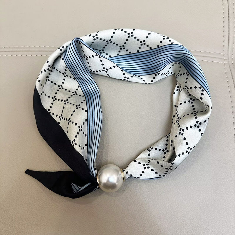 Thumbnail: 1/2PCS Elegant Pearl Tail Magnetic Clasp Scarf Summer New Versatile Breathable F