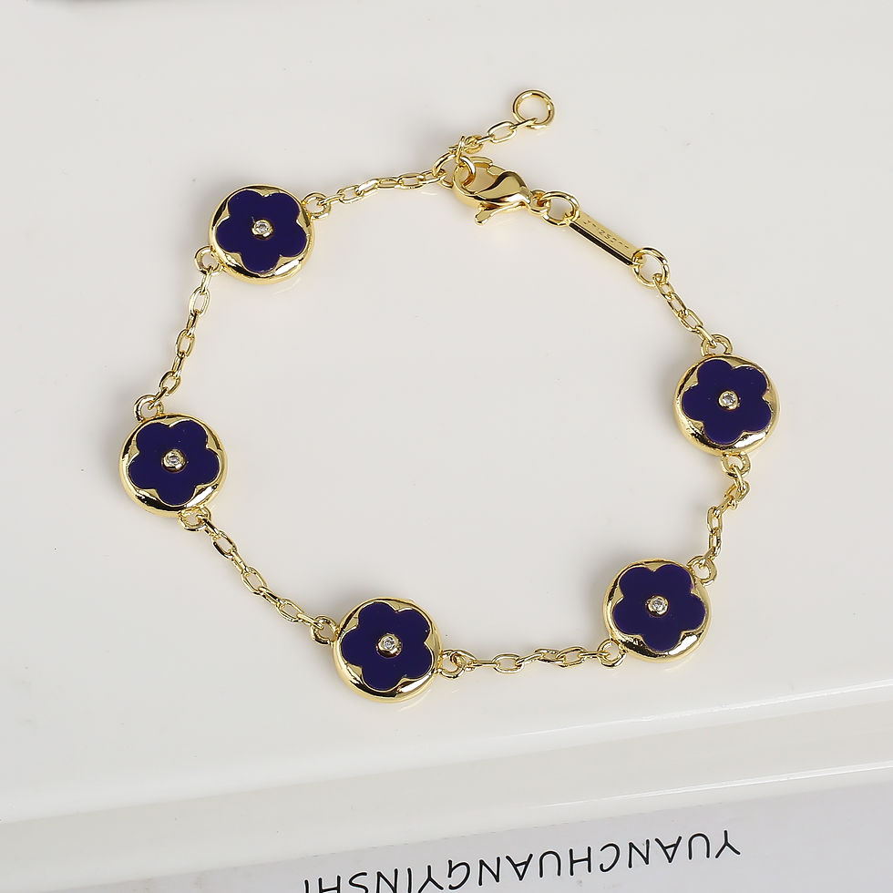 Thumbnail: Trendy Creative Adjustable Round Five Leaf Flower Gold-Plated Bracelet Luxury fo