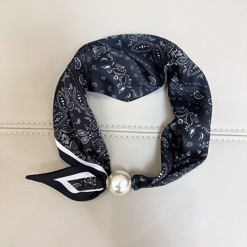 Thumbnail: 1/2PCS Elegant Pearl Tail Magnetic Clasp Scarf Summer New Versatile Breathable F