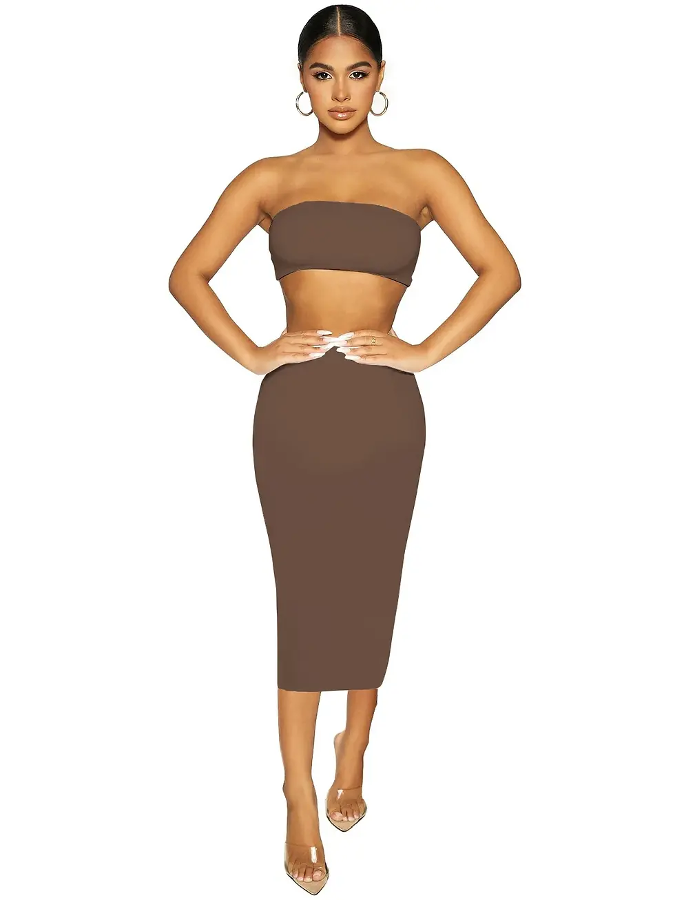 Thumbnail: 2022 New European American Cross-border Women's Clothing Set Sexy Wrap Chest Bar