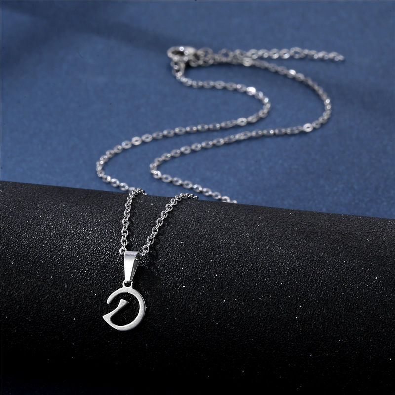 Thumbnail: Fashion Initial Letter Pendant Necklace for Women Simple Stainless Steel Letter 