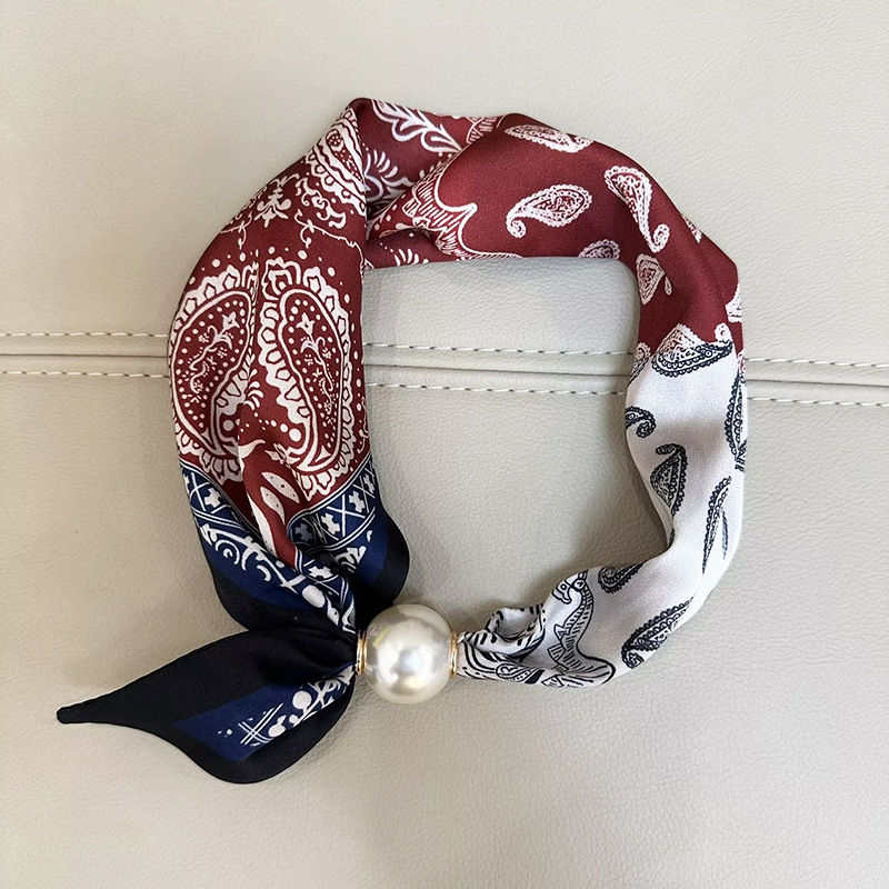 Thumbnail: 1/2PCS Elegant Pearl Tail Magnetic Clasp Scarf Summer New Versatile Breathable F