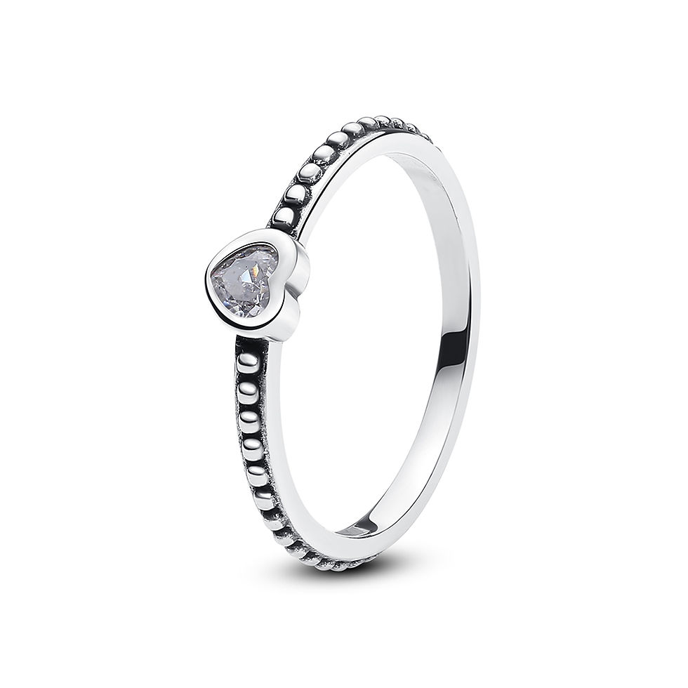 Thumbnail: Original 925 Sterling Silver Ring Love Heart Pave CZ Crystal Stackable Rings For