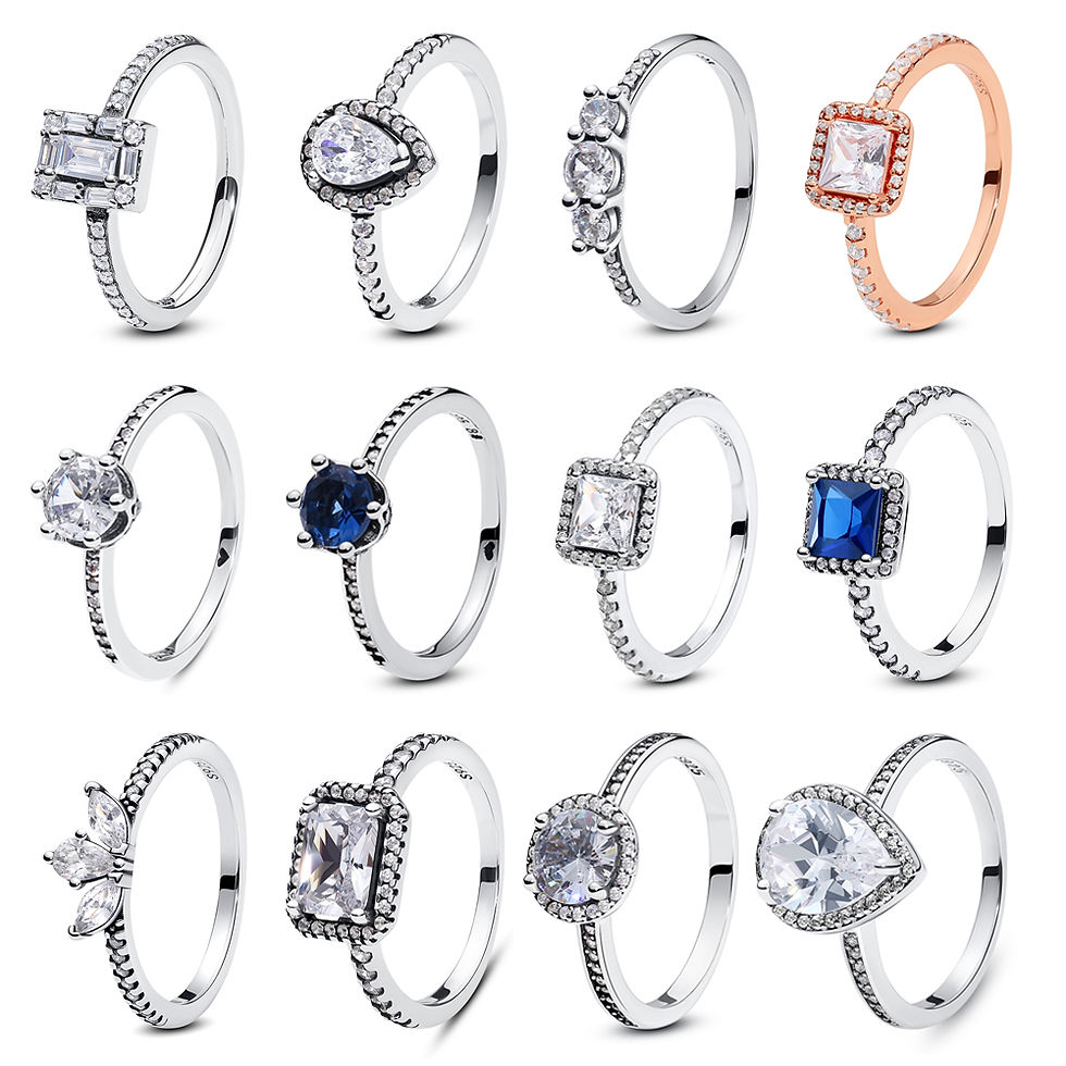 Thumbnail: Original 925 Sterling Silver Ring Love Heart Pave CZ Crystal Stackable Rings For