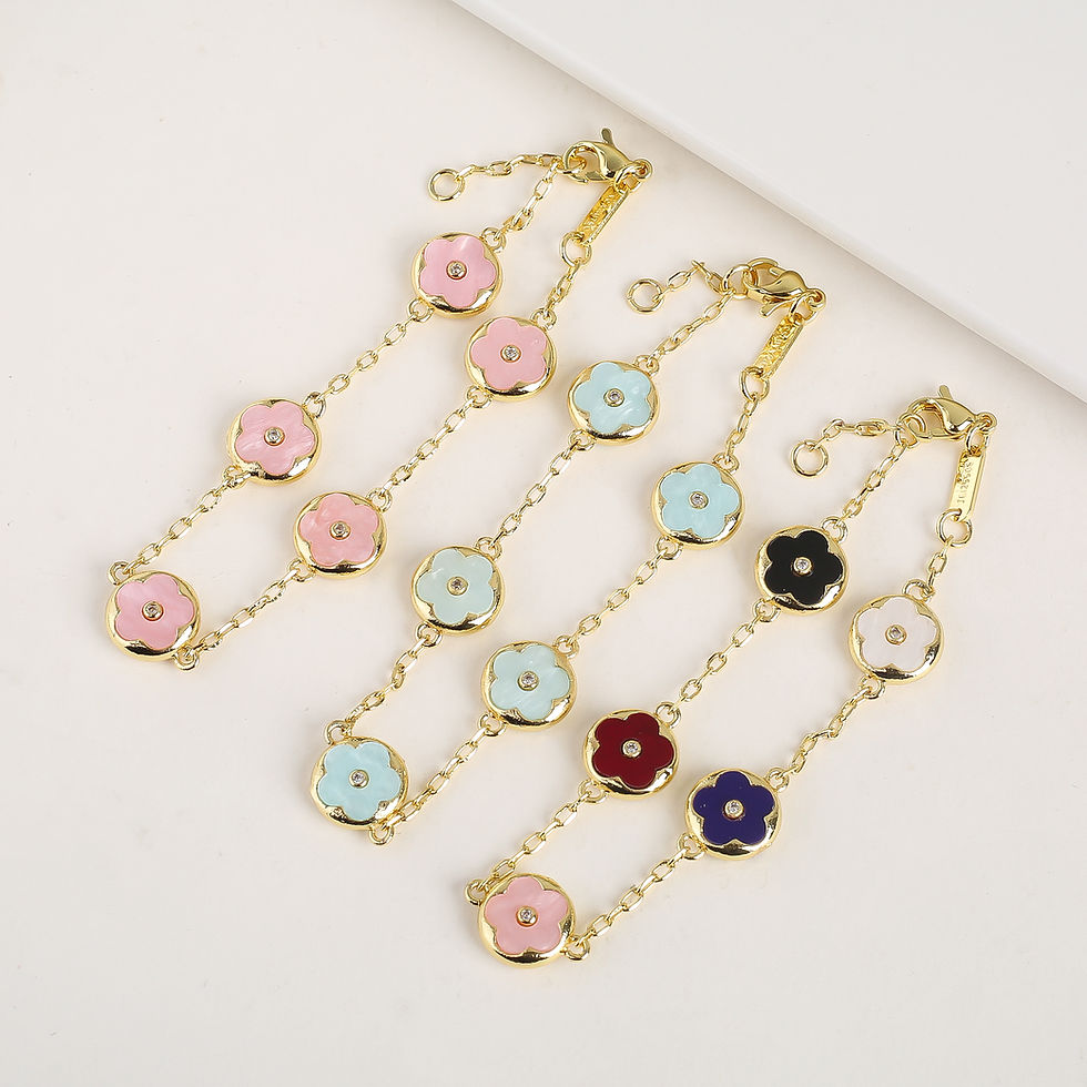 Thumbnail: Trendy Creative Adjustable Round Five Leaf Flower Gold-Plated Bracelet Luxury fo