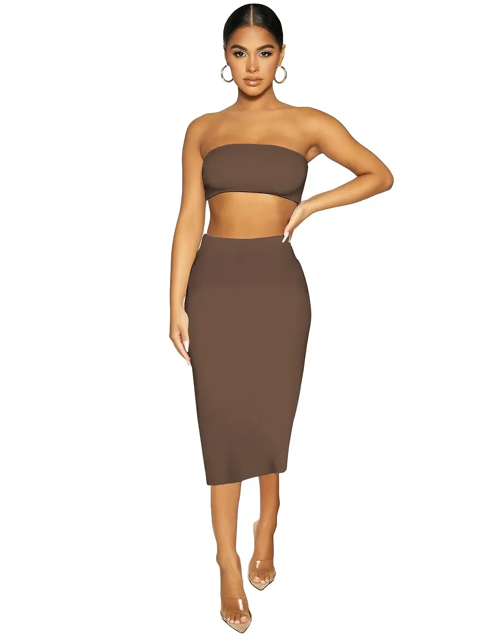 Thumbnail: 2022 New European American Cross-border Women's Clothing Set Sexy Wrap Chest Bar