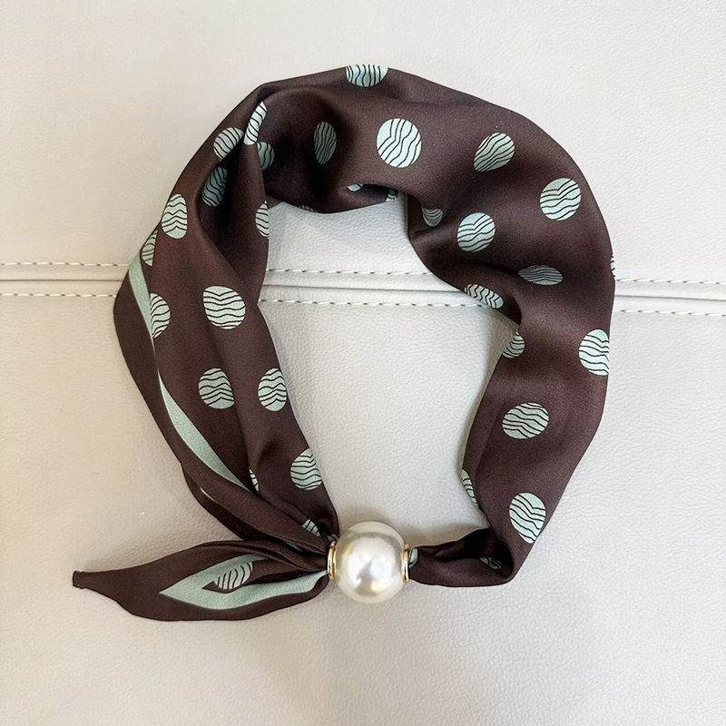 Thumbnail: 1/2PCS Elegant Pearl Tail Magnetic Clasp Scarf Summer New Versatile Breathable F