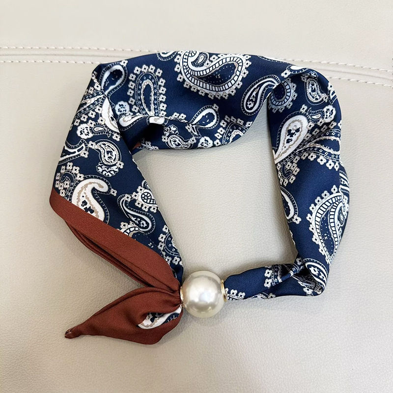 Thumbnail: 1/2PCS Elegant Pearl Tail Magnetic Clasp Scarf Summer New Versatile Breathable F