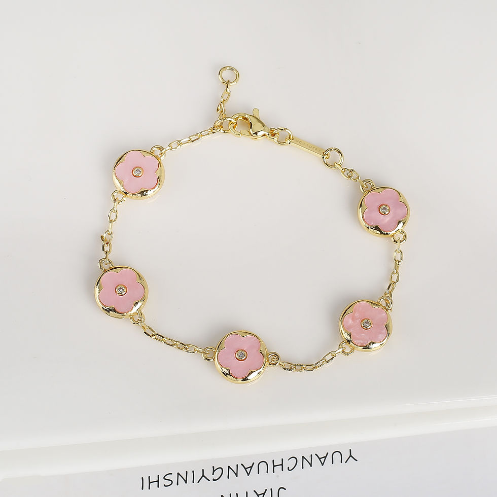 Thumbnail: Trendy Creative Adjustable Round Five Leaf Flower Gold-Plated Bracelet Luxury fo