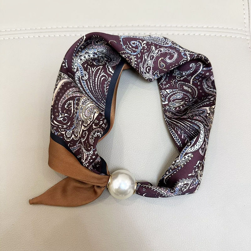 Thumbnail: 1/2PCS Elegant Pearl Tail Magnetic Clasp Scarf Summer New Versatile Breathable F